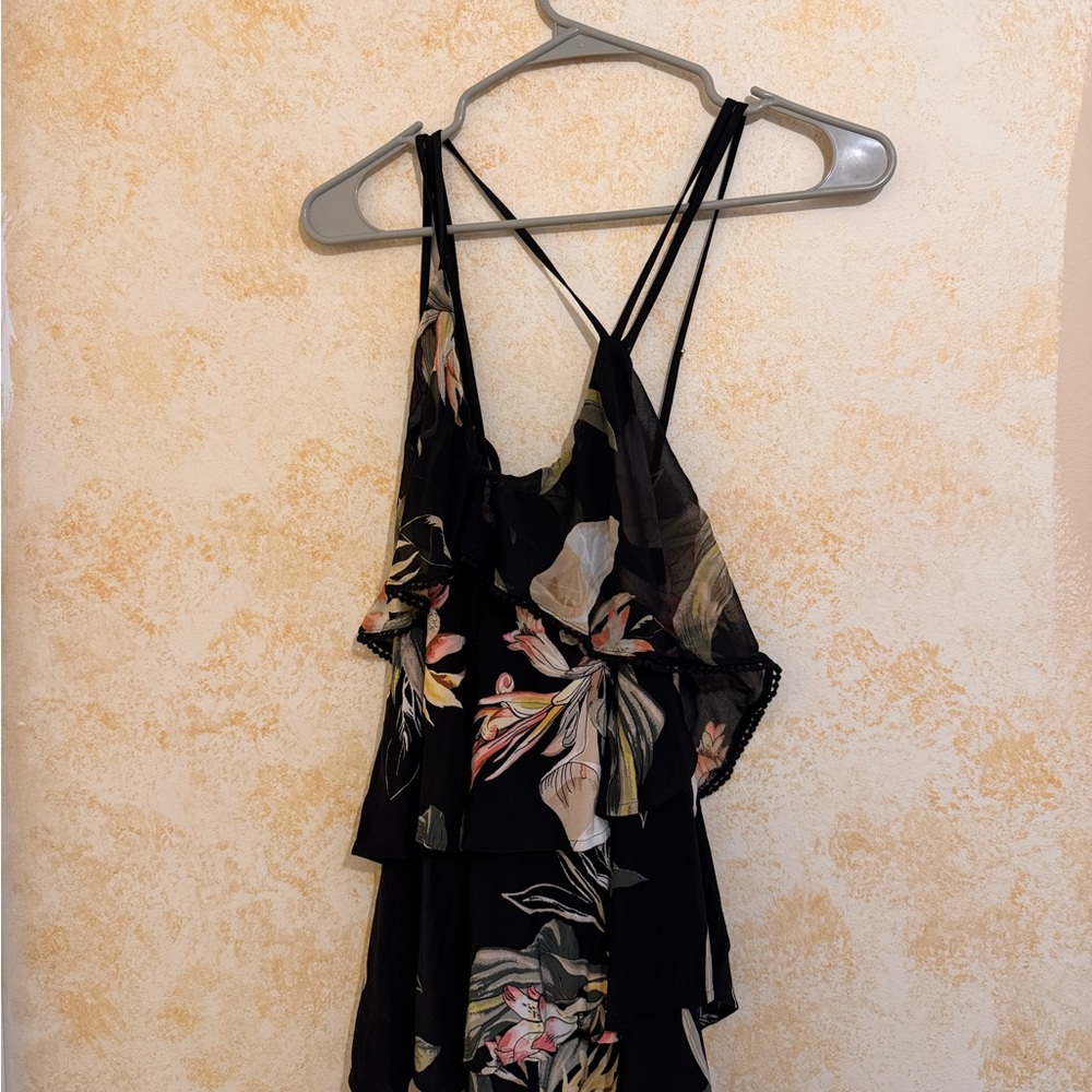 White House Black Market Black Floral Top